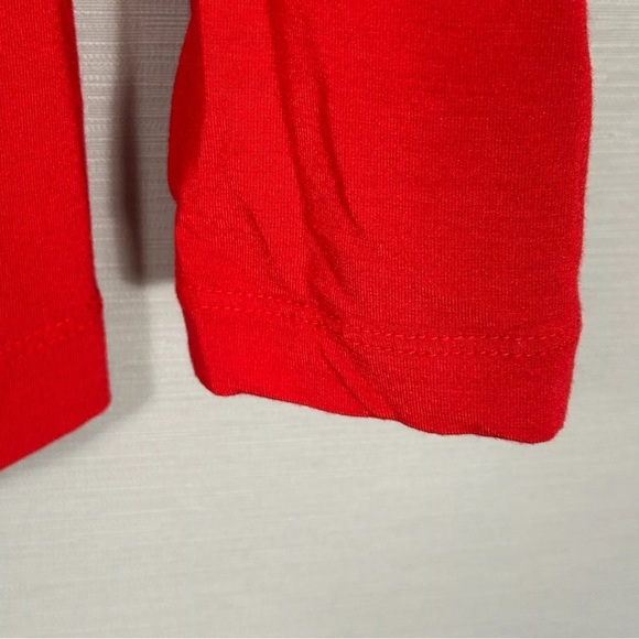 Banana Republic Top Womens Large Stretch Long Sleeve Red Knit Tee Pleated Neck - Picture 2 of 6